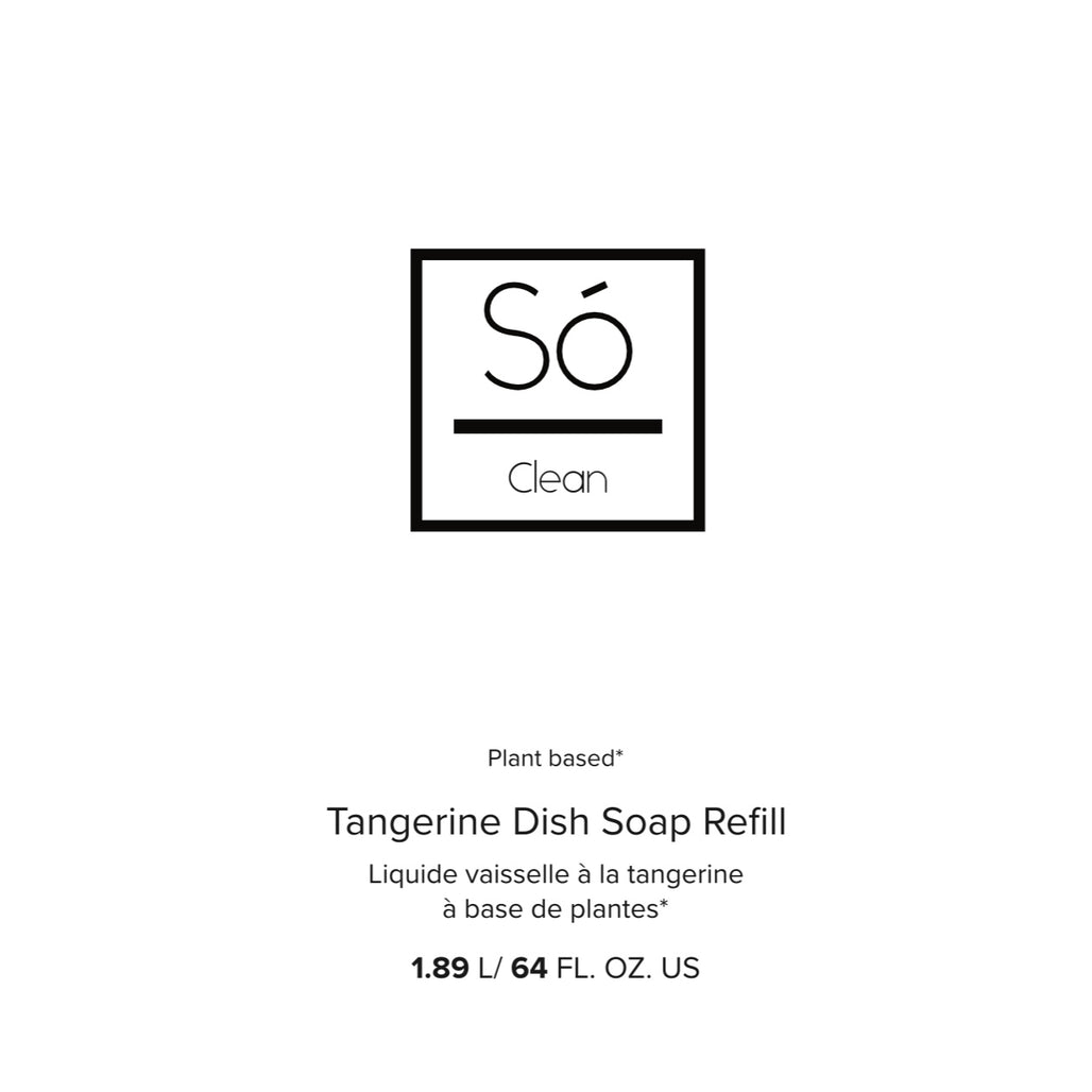 Só Clean tangerine dish soap refill label on a white background
